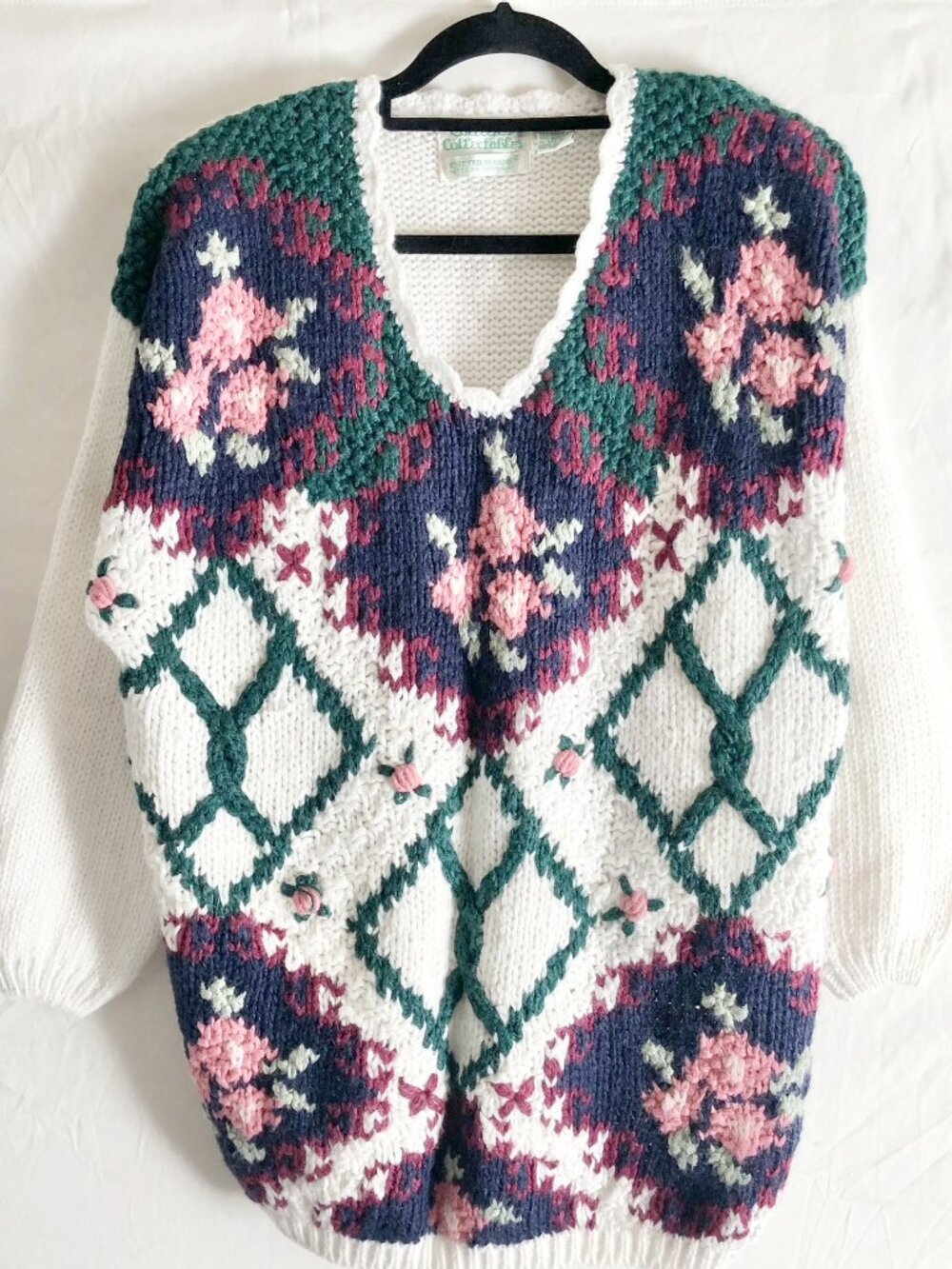 Vintage 80s Colleen's Collectibles Needlepoint Pattern Sweater Size M